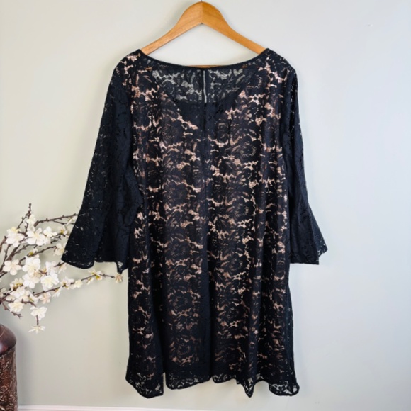 Lane Bryant Lace Bell Sleeve Flounce Dress Size 28 - Picture 5 of 5